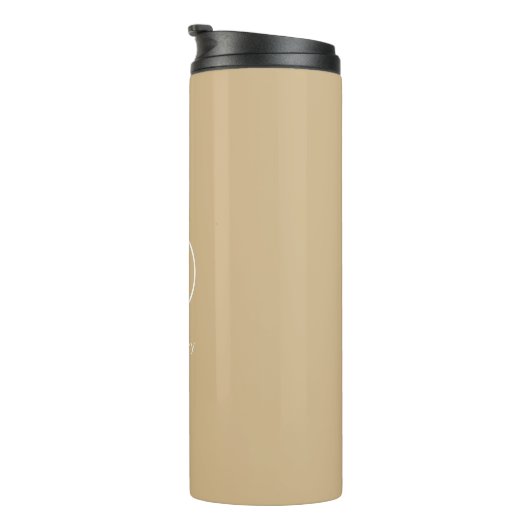 Minimaal Monogram Initiaal Neutraal Beige & Wit Thermosbeker (Geroteerd rechts)