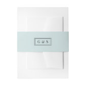 Minimaal Monogram Licht Blauwgroen Blauw Weddensch Uitnodigingen Wikkel (Voorkant Voorbeeld)