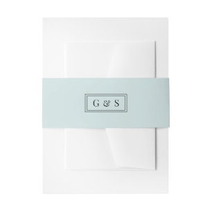 Minimaal Monogram Licht Blauwgroen Blauw Weddensch Uitnodigingen Wikkel