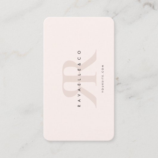 Minimaal Monogram Logo R Modern Pastel Roze Visitekaartje (Voorkant)