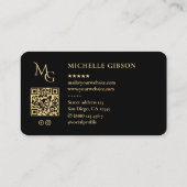 Minimaal Monogram MG Professional Elegant Zwart Visitekaartje (Achterkant)
