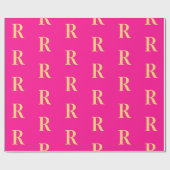 Minimaal Monogram Modern Hot Pink Cadeaupapier (Vlak)