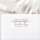 Minimaal Monogram modern Script Roze terugkeeradre Etiket (Insitu)
