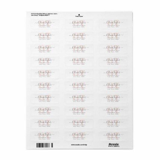 Minimaal Monogram modern Script Roze terugkeeradre Etiket (Full Sheet)