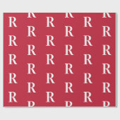 Minimaal Monogram Moderne Rode Kerst Cadeaupapier (Vlak)