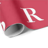 Minimaal Monogram Moderne Rode Kerst Cadeaupapier (Rol Hoek)