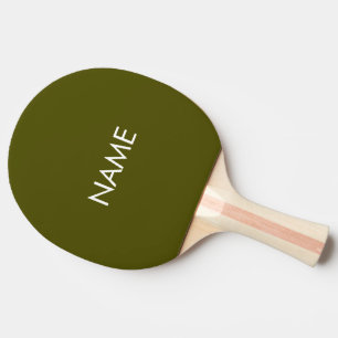 Minimaal monogram olijfgroen op naam tafeltennisbatje