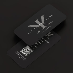 Minimaal Monogram Professional Logo K Zwart Grijs Visitekaartje
