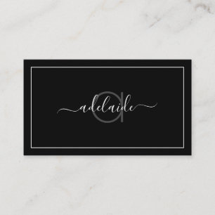 Minimaal monogram van Modern Chic Black Haarstylis Visitekaartje