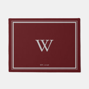 Minimaal Monogram Welkom Maroon Red   Grijs Deurmat