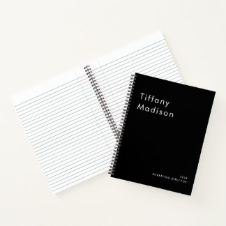Minimaal Monogram Zwart en Wit Aangepaste Naam Jaa Notitieboek