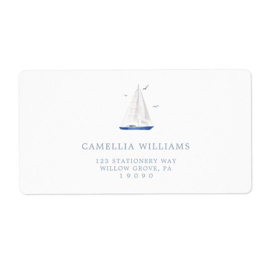 Minimaal Nautical Sailboat Baby shower Ahoy Adres Etiket (Voorkant)