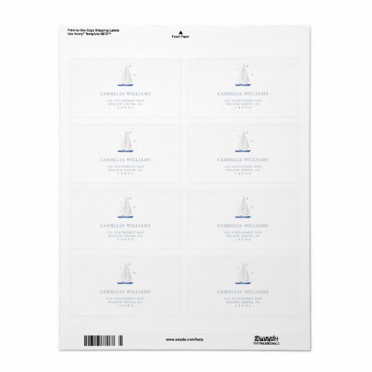 Minimaal Nautical Sailboat Baby shower Ahoy Adres Etiket (Full Sheet)
