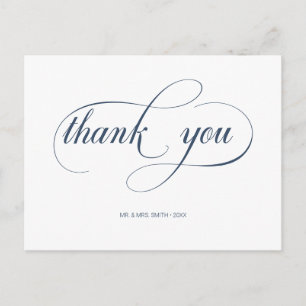 Minimaal Navy Calligrafie Script Bruiloft Bedankt Briefkaart