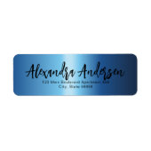 Minimaal Night Blue Metallic Trendy Script Label (Voorkant)