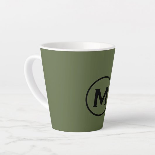 Minimaal olive Green Classic Monogram Latte Mok (Linkerhoek)