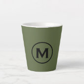 Minimaal olive Green Classic Monogram Latte Mok (Voorkant)