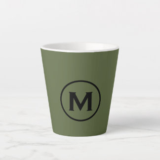 Minimaal olive Green Classic Monogram Latte Mok