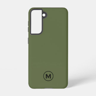 Minimaal olive Green Classic Monogram Samsung Galaxy Hoesje
