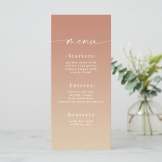 Minimaal Ombre Yellow Gold en Terra Cotta Wedding Menu