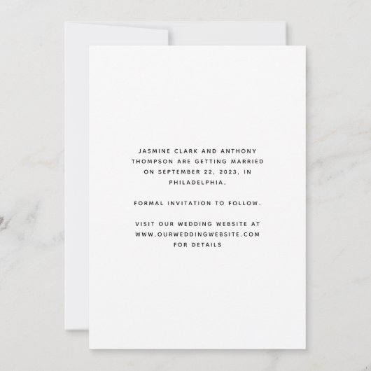 Minimaal One Photo Script Zwart en Wit Save The Date (Achterkant)