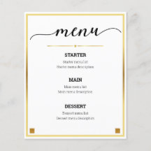 Minimaal Ontwerp Gouden Rand Bruiloft Event Menu