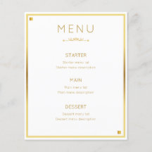 Minimaal Ontwerp Gouden Rand Bruiloft Event Menu