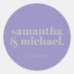 Minimaal ontwerp lavendel zilver typo Welkom Ronde Sticker