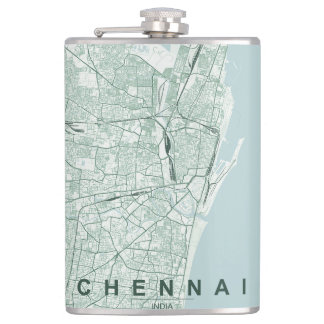 Minimaal ontwerp van stadsplattegrond van Chennai Heupfles
