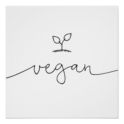 Minimaal op maat gesneden Vegan-achtergrondkleur Perfect Poster (Voorkant)