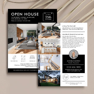 Minimaal open huis te koop marketing onroerend goe flyer