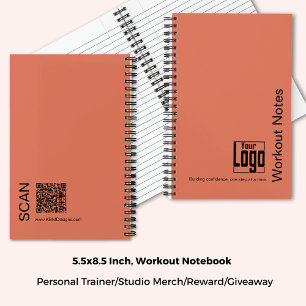 Minimaal Oranje Zwart Logo Motto Fitness Workout Notitieboek