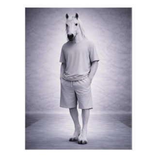 Minimaal paard in een casual modern outfit perfect poster