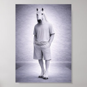 Minimaal paard in een casual modern outfit poster