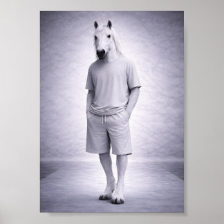 Minimaal paard in een casual modern outfit poster