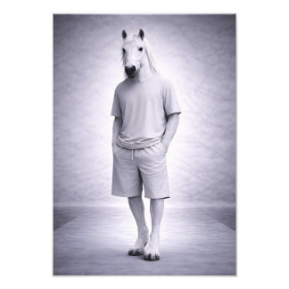 Minimaal Paard in een Informele Moderne Outfit Foto Afdruk