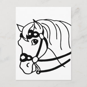 Minimaal paardenhoofd retro stijl dier kunst briefkaart