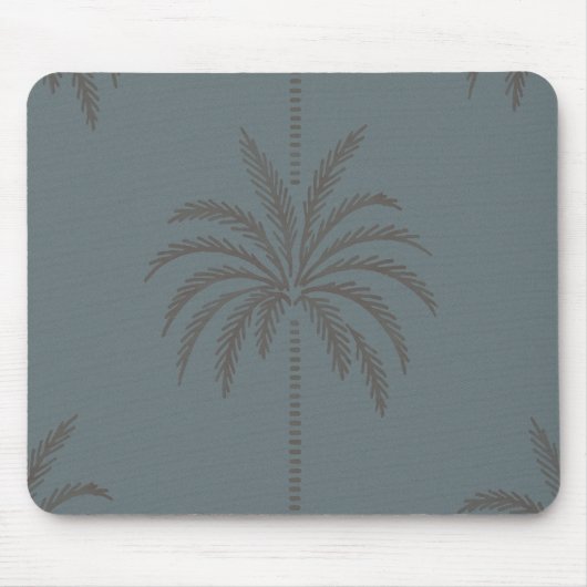 Minimaal Palmboompatroon Blauw Grijs Tropisch  Muismat (Voorkant)