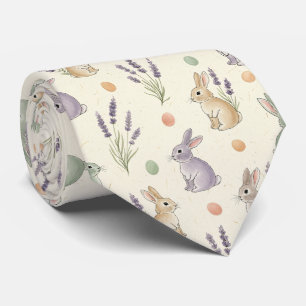 Minimaal Pasen Konijn Pastel Lente Patroon (1) Stropdas