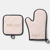 Minimaal pastel Initiaal & gepersonaliseerd Ovenwant & Pannenlap Set (Voorkant)