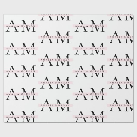 Minimaal pastelroze Initiaal & gepersonaliseerd Cadeaupapier (Vlak)