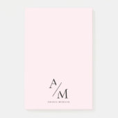 Minimaal pastelroze Initiaal & gepersonaliseerd Post-it® Notes (Voorkant)