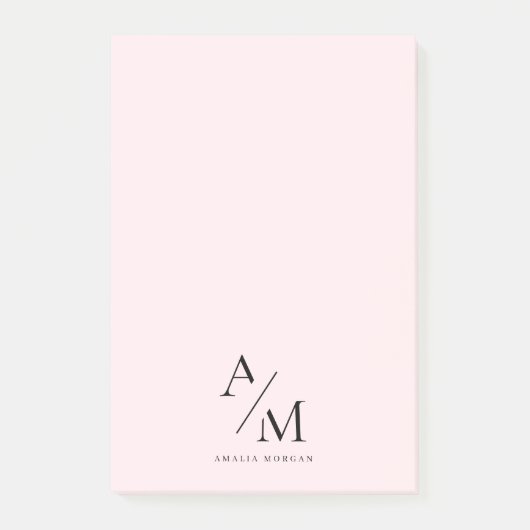 Minimaal pastelroze Initiaal & gepersonaliseerd Post-it® Notes (Voorkant)