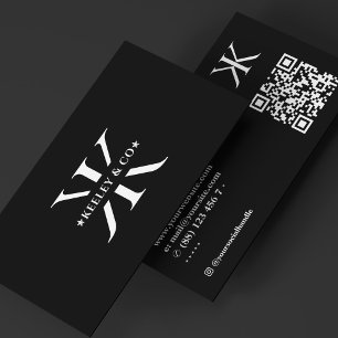 Minimaal professioneel Logo-monogram K zwart Visitekaartje