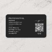 Minimaal professioneel monogram donkergrijs script visitekaartje (Achterkant)