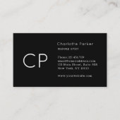 Minimaal professioneel monogram modern zwart visitekaartje (Voorkant)