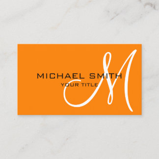 Minimaal professioneel Oranje monogram Visitekaartje