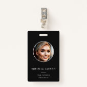 Minimaal Professioneel Personeel ID Foto Zwart Wit Badge (Voorkant met clip)