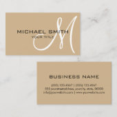 Minimaal professioneel Tan Monogram Visitekaartje (Voorkant / Achterkant)