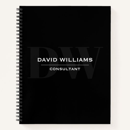 Minimaal professioneel zwart-witmonogram notitieboek (Voorkant)